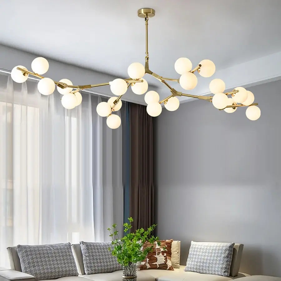 Deckenleuchte Wohnzimmer Gold mit Glühbirnen | Flora
