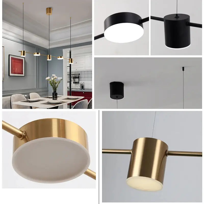 Moderne Pendelleuchte esstisch, Gold und Schwarz | Aurum